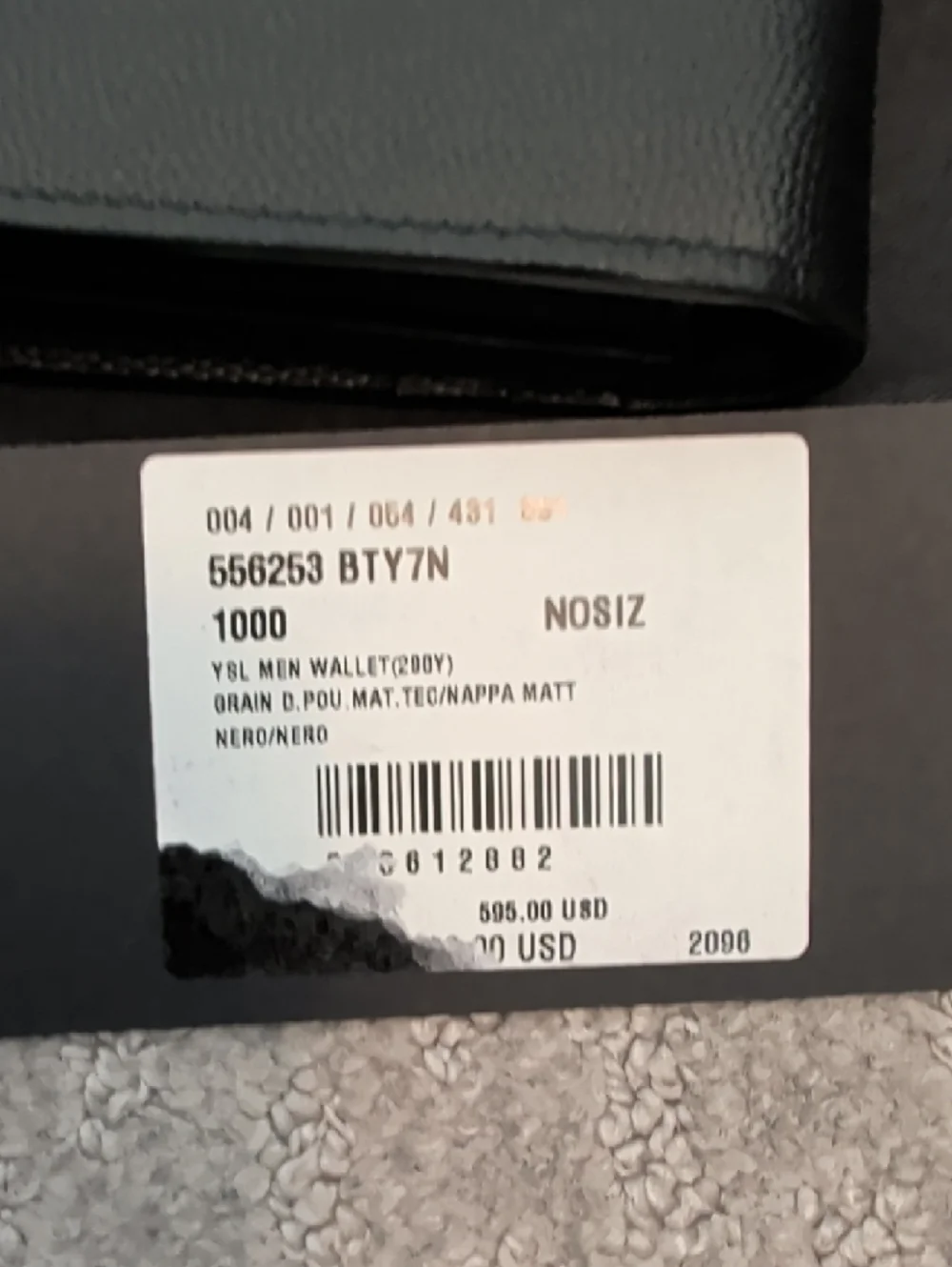 Saint Laurent Black Pebbled Leather Long Wallet - Picture 7 of 7